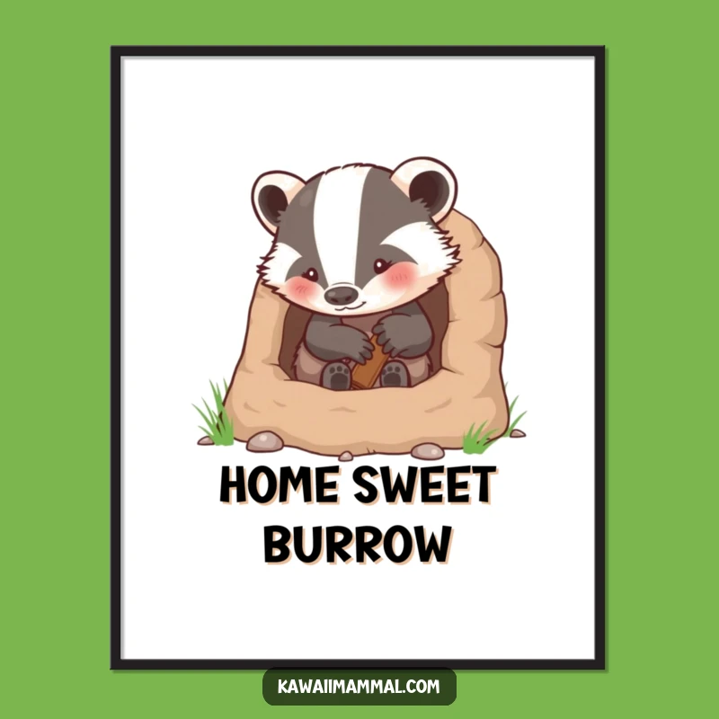 Funny Badger Burrow Digital Art: Cozy Printable for Instant Determined Decor