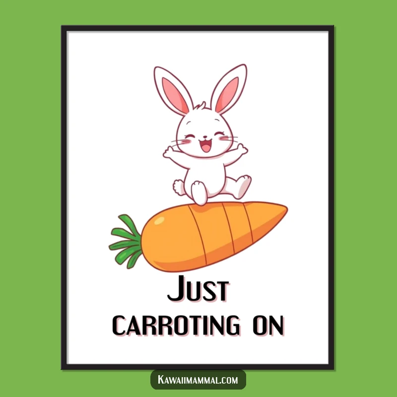 Funny Bunny Carrot Leap Digital Art: Cheerful wall decor for a dose of joy!