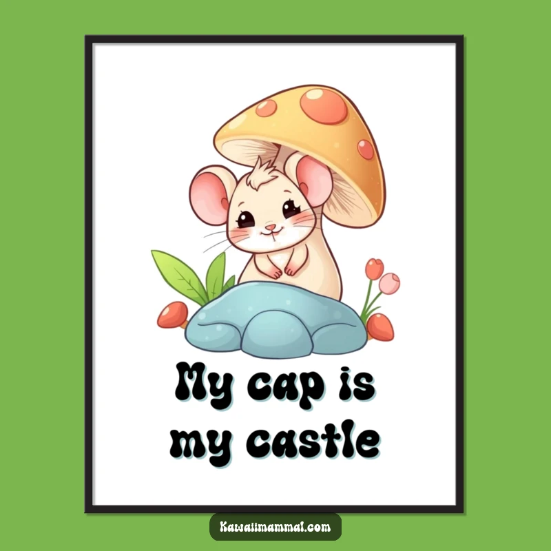 Funny Mouse Mushroom Digital Art: Instant Whimsical Decor for Your Space