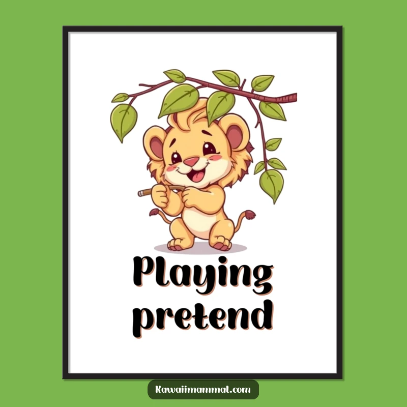 Funny Lion Cub Digital Art, Adorable Downloadable Decor, Perfect Gift