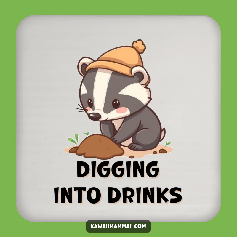Funny Badger Hat Digging Coasters A Hilarious Set For Your Table