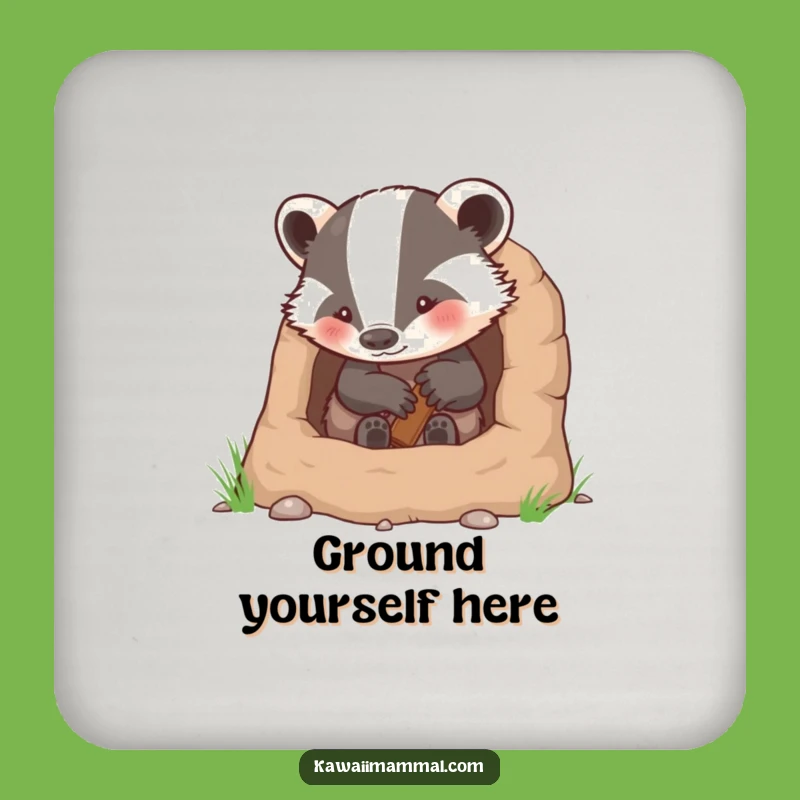 Funny Badger Burrow Coaster Set: Protect Surfaces with Cozy, Determined Art