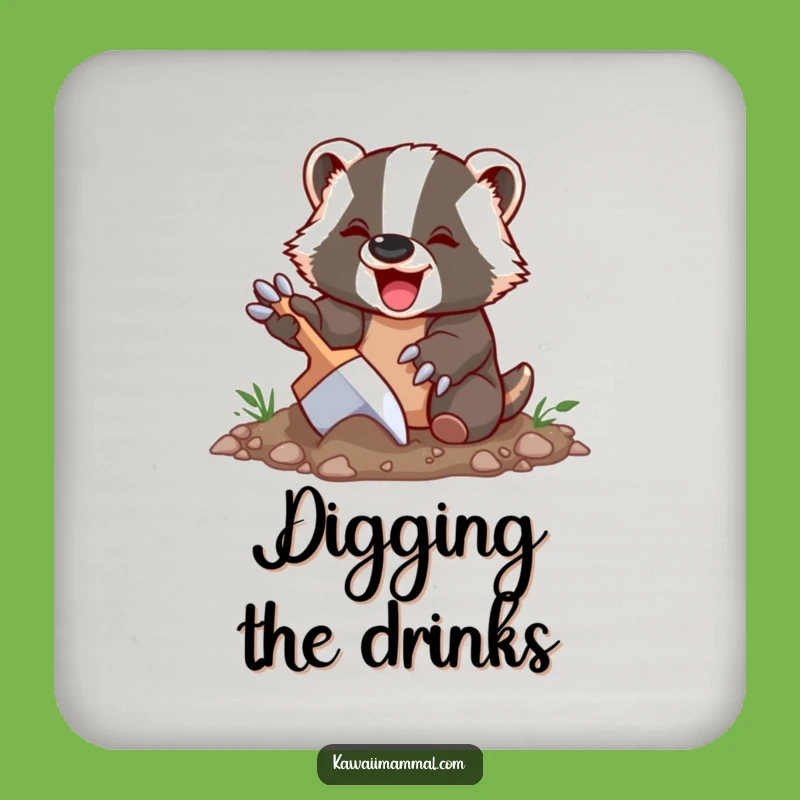Funny Badger Coaster Set: Delighted Digging Character, Protect Surfaces with Rustic Charm, Fun Gift