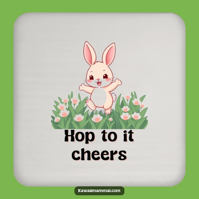 Funny Bunny Clover Drink Coaster - Cute Cartoon Rabbit Protective Gift for Tables