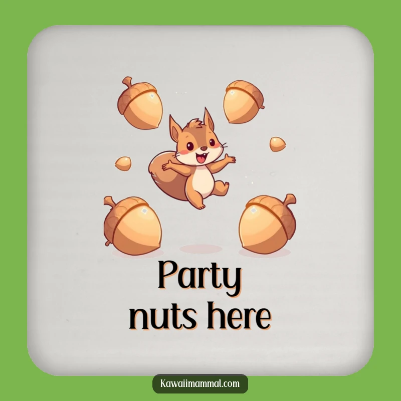 Funny Energetic Squirrel Coasters: Sparkling Acorn Leap for Surface Protection