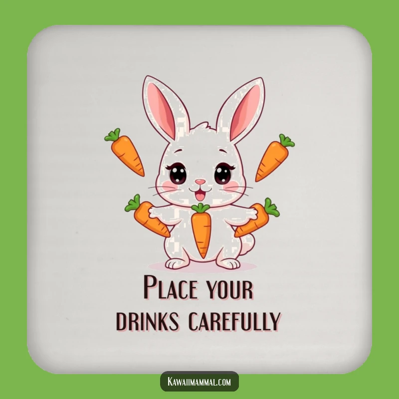 Funny Kawaii Rabbit Juggling Coaster - Protect Surfaces Carrot Acrobat Gift