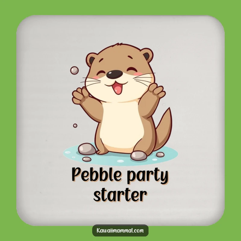 Funny Otter Juggling Pebbles Coaster Set: Protect Surfaces with Hilarious Art