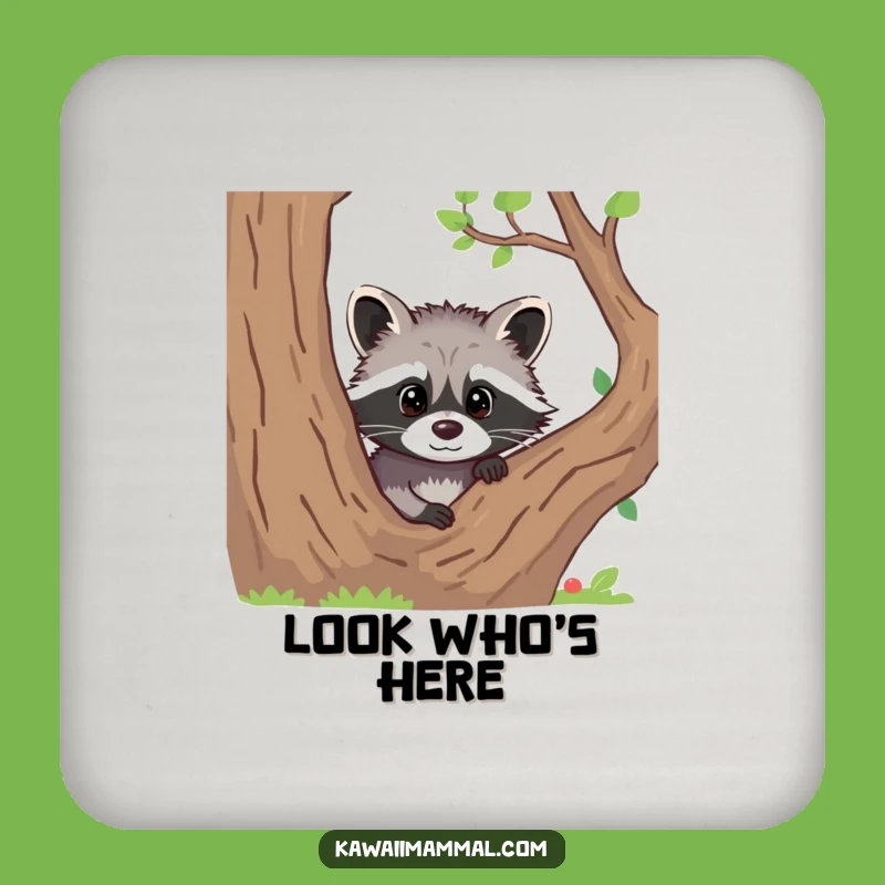 Funny Raccoon Peeking Coaster Set: Protect Surfaces with Curious, Mischievous Art