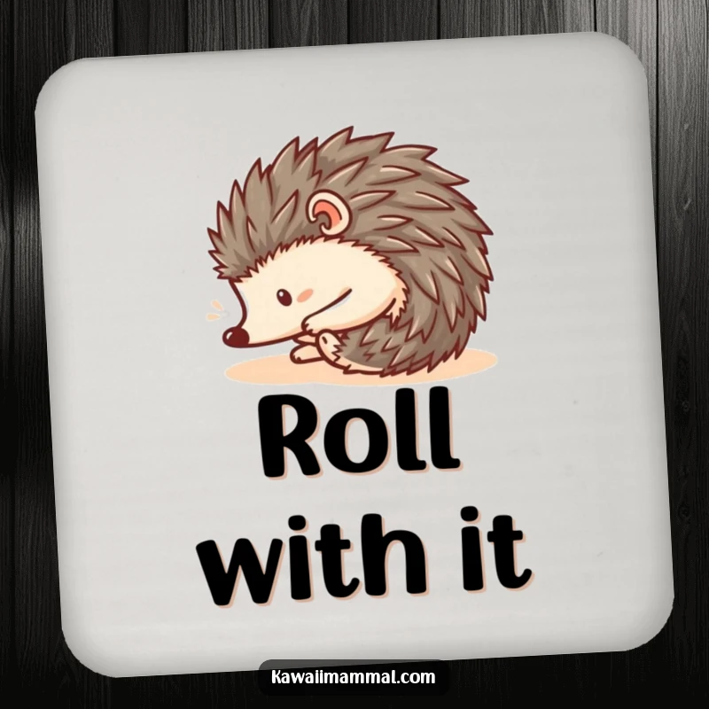 Funny Kawaii Hedgehog Coaster Set: Cute hedgehogs curled into balls roll downhill, offering practical and funny protection for your drinks.