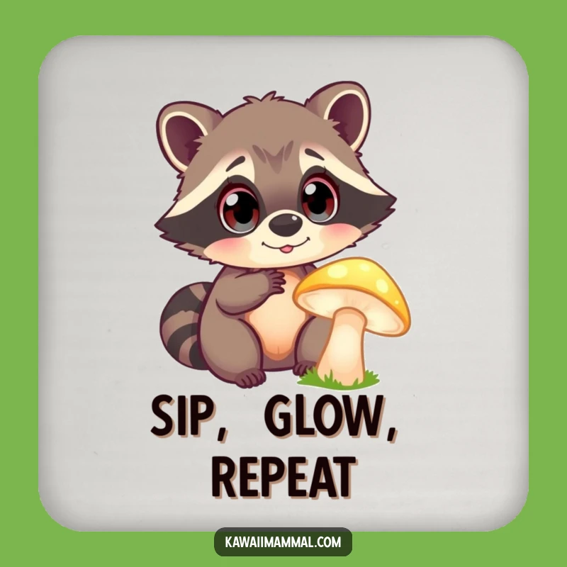 Funny Raccoon Mushroom Coaster: Protect Your Table With Magic, Charming Funny Gift