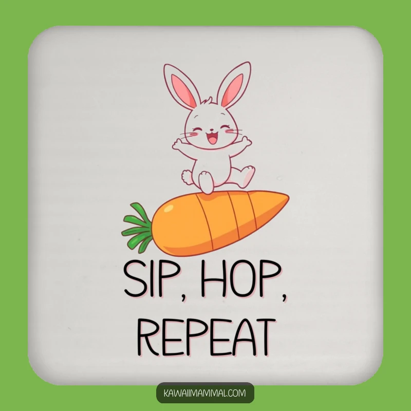 Funny Bunny Carrot Leap Drink Coaster: Protect surfaces with style and a smile!