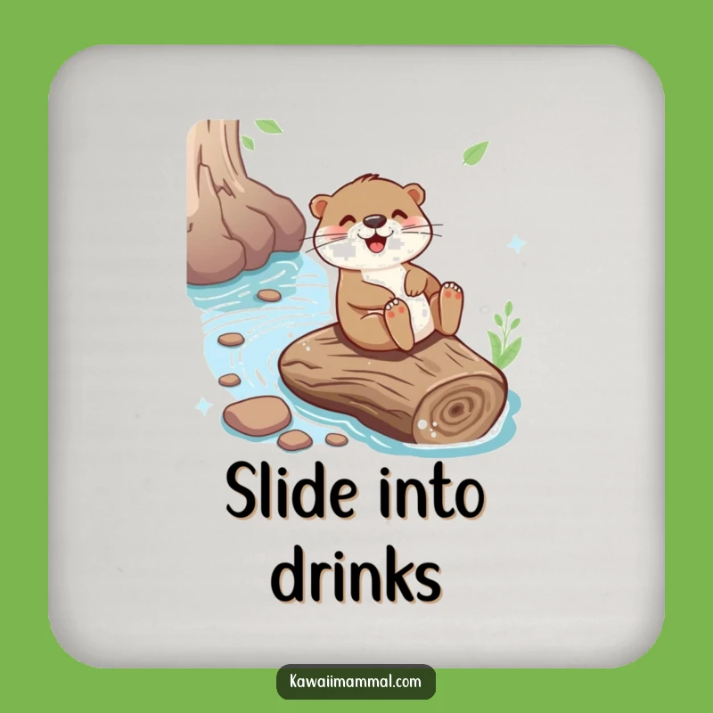 Funny Otter Sliding Coasters - Joyful River Log Adventure, Table Protection Funny Gift