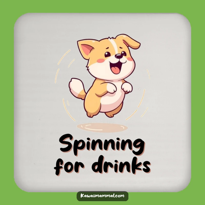 Funny Kawaii Dog Tail Chase Coaster - Protect Surfaces Dizzy Pup Gift