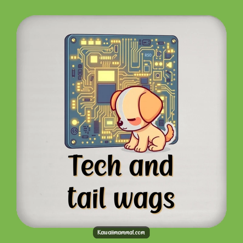 Funny Puppy Coaster: Protect Surfaces from Techy Paws - Quirky Drink Gift