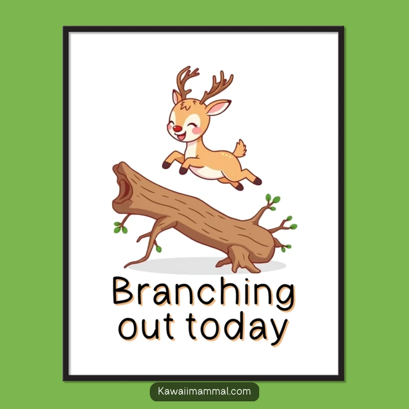 Funny Joyful Deer Poster: Graceful Woodland Art to Brighten Your Space