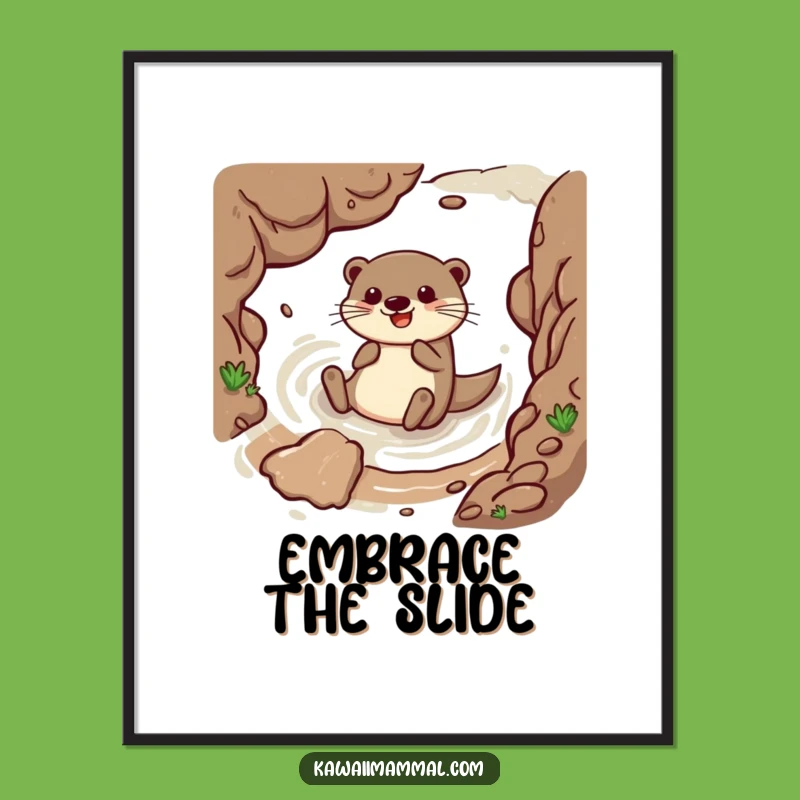 Funny Otter Sliding Mud Poster A Hilarious Piece Of Aquatic Art