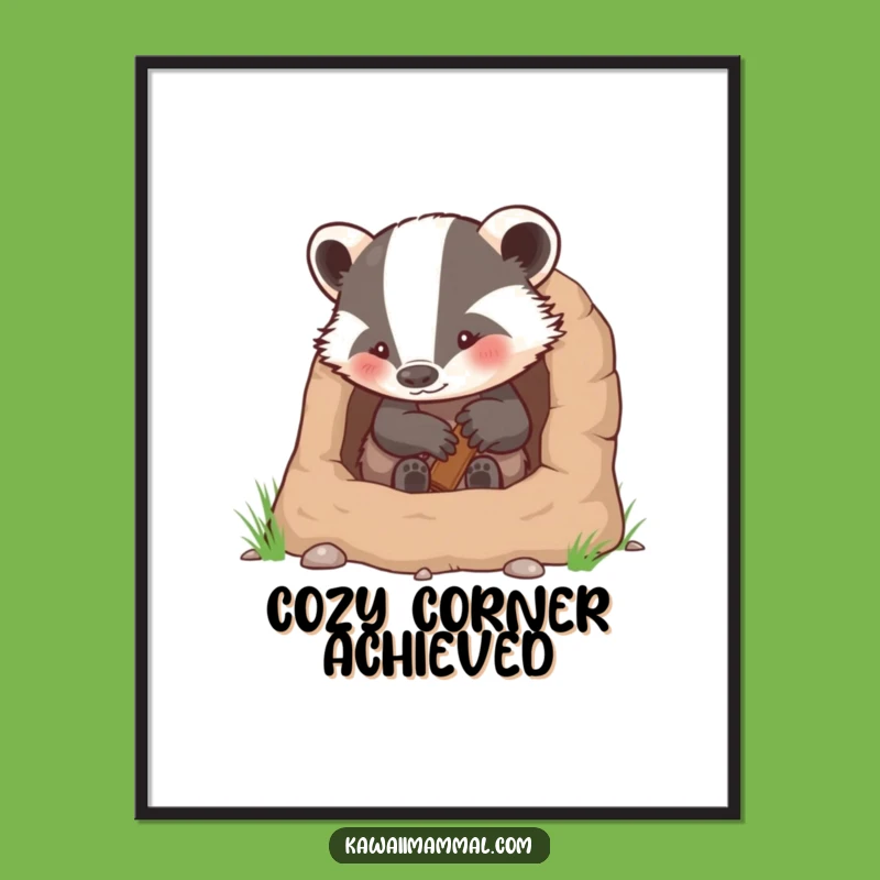 Funny Badger Burrow Poster: Charming Wall Art for a Cozy, Determined Vibe