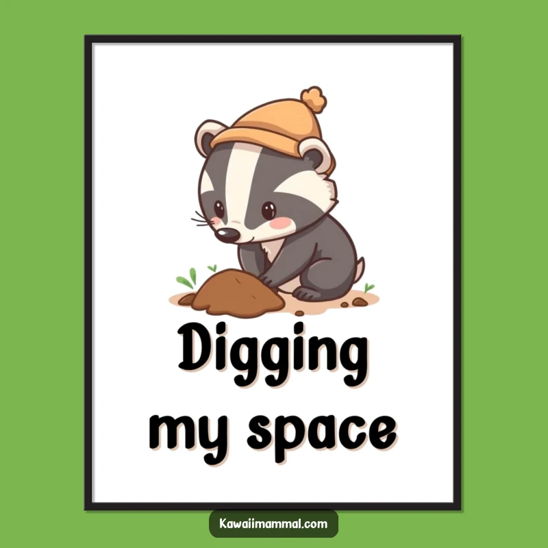 Funny Badger Hat Digging Poster A Hilarious Piece Of Determined Art