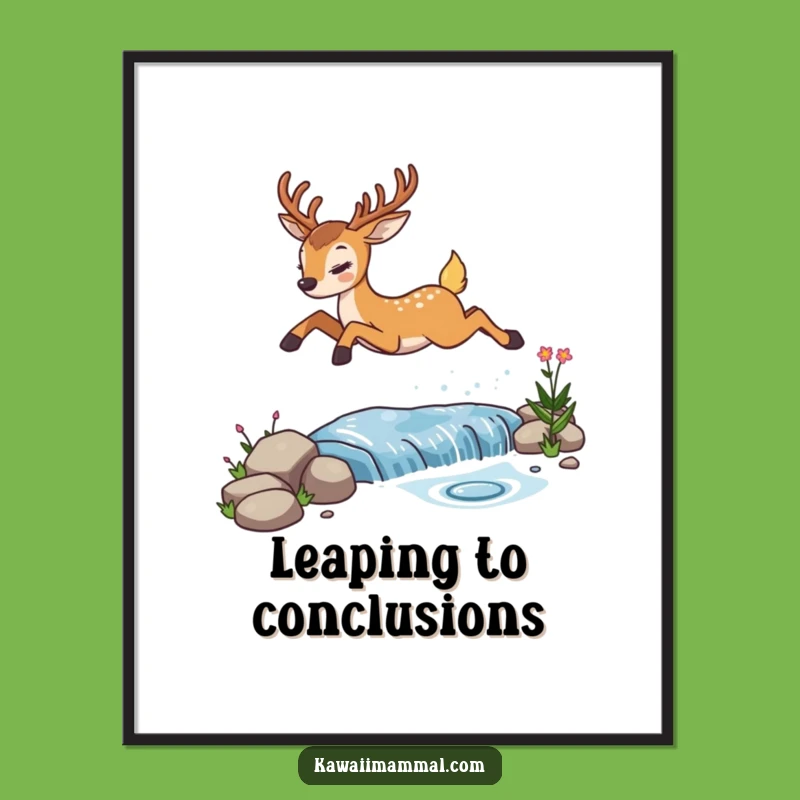 Funny Determined Deer Poster Print, Hilarious Nature Art, Perfect Wall Decor Gift