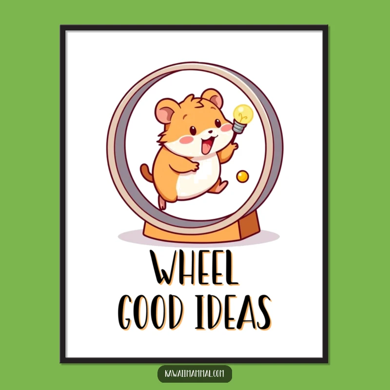 Funny Hamster Poster: Happy Runner Lights Up Bulb - Quirky Motivational Art Gift