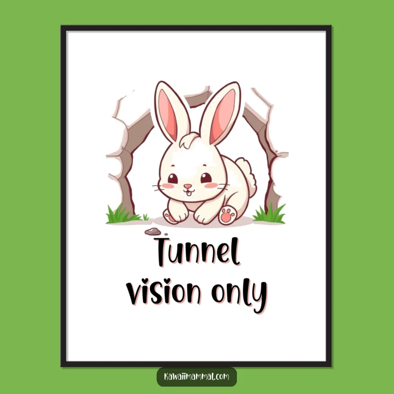 Funny Playful Rabbit Poster: Energetic Woodland Art for Whimsical Decor