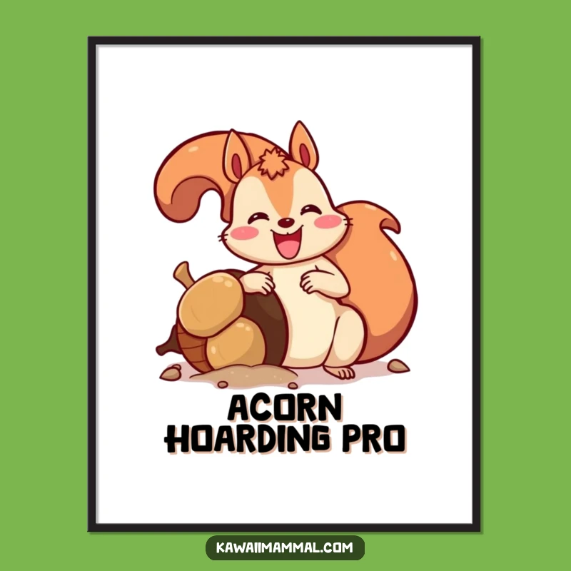 Funny Squirrel Giant Acorn Poster A Hilarious Piece Of Woodland Art