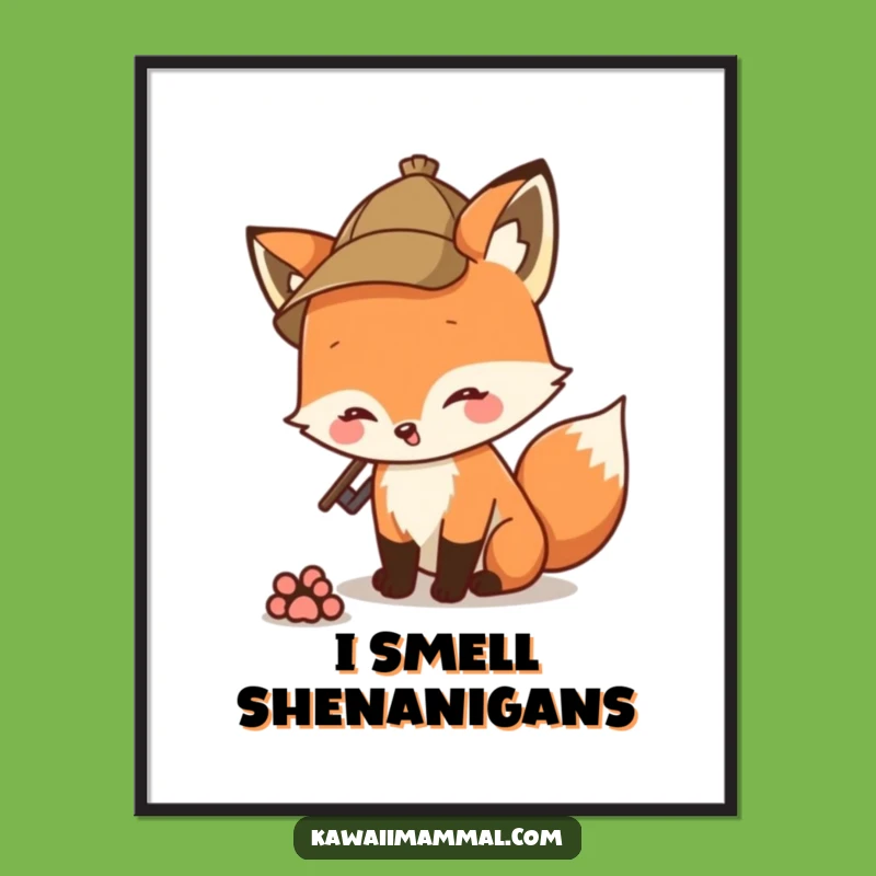 Funny Detective Fox Poster: Add Whimsy to Walls with This Art