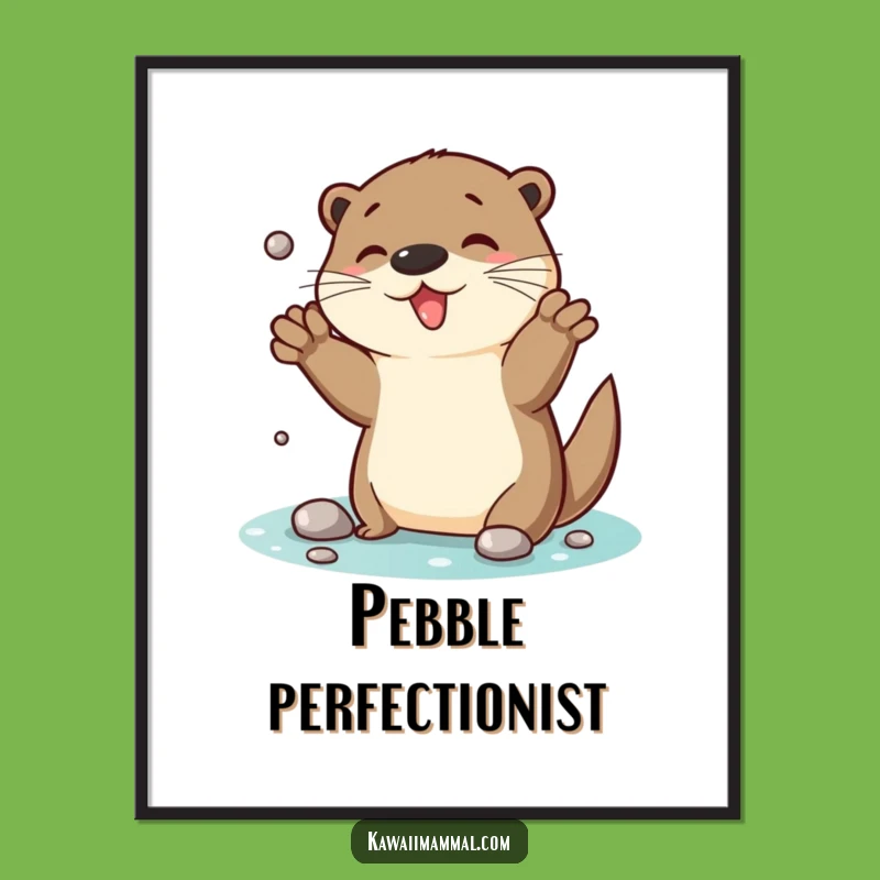 Funny Otter Juggling Pebbles Poster: Vibrant Wall Art for Humorous Home Decor