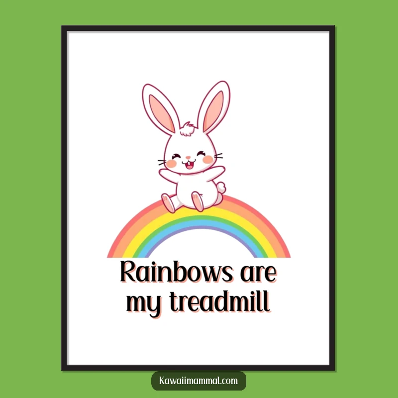 Funny Rabbit Rainbow Poster: Joyful Rabbit Art, Perfect Funny Gift Wall Decor