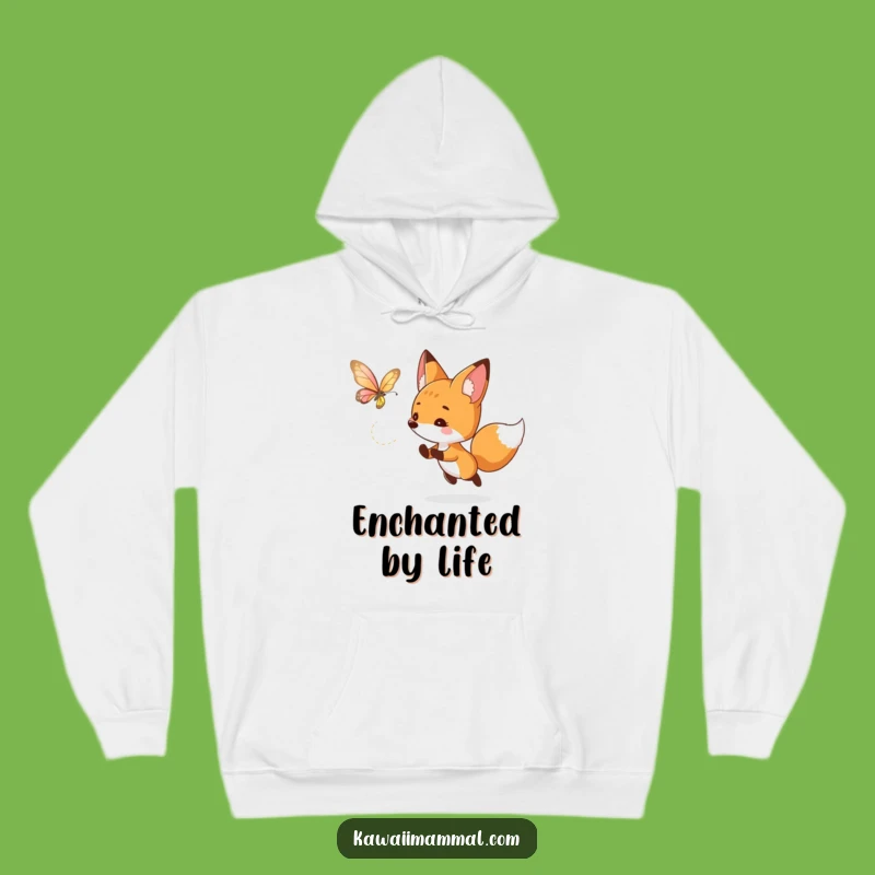 Funny Curious Fox Hoodie: Cozy Butterfly Chase for Playful Explorers