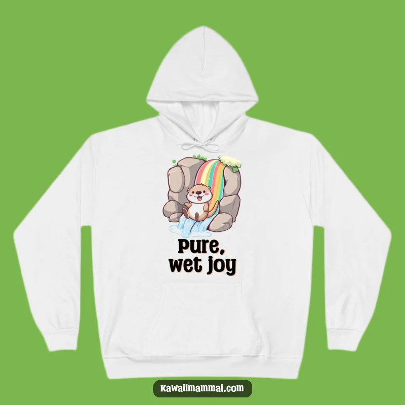 Funny Otter Rainbow Hoodie: Cozy Joyful Slide for Water Enthusiasts
