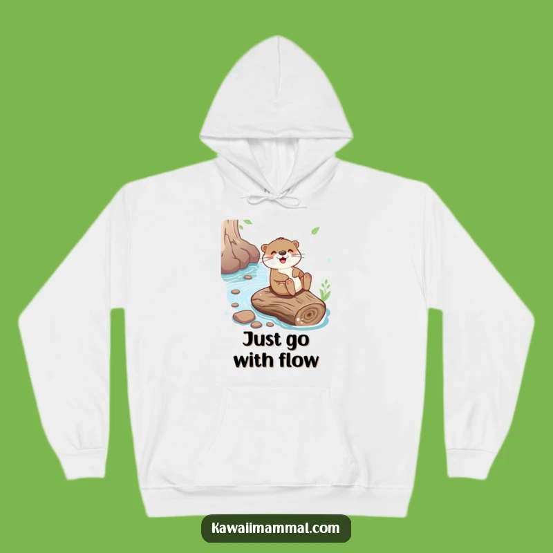 Funny Otter Sliding Hoodie - Joyful River Log Adventure, Cozy Playful Funny Gift