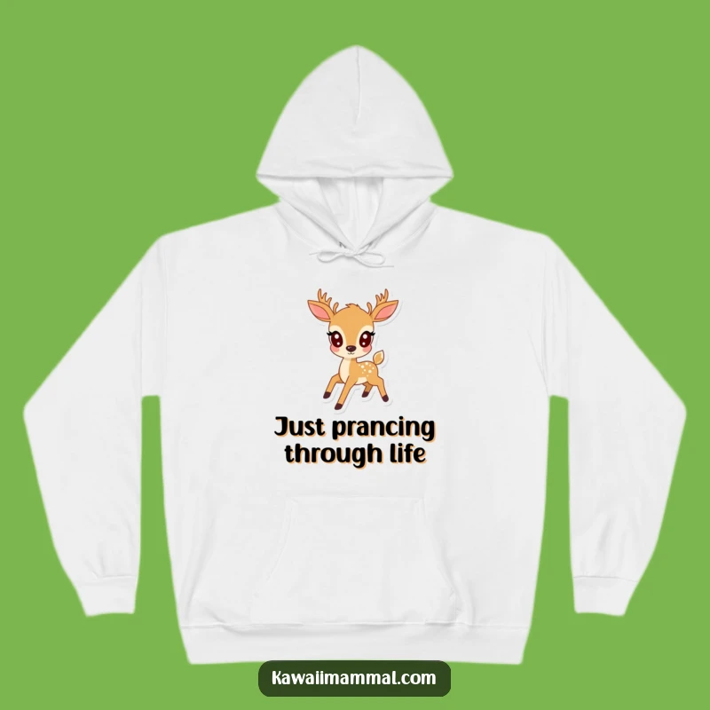 Cozy Funny Kawaii Deer Prancing Hoodie: Warm & Whimsical Woodland Gift