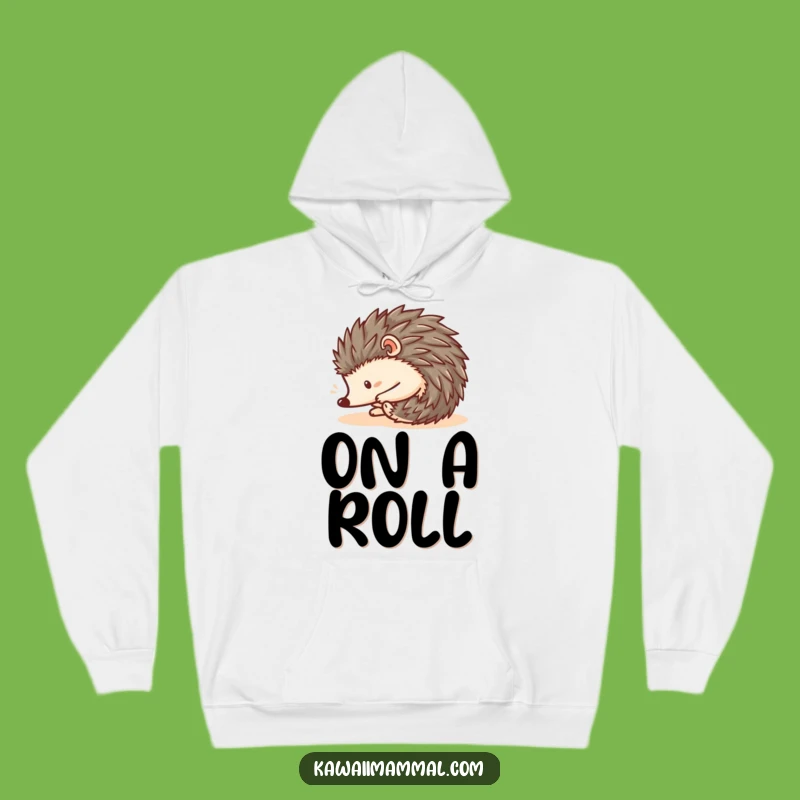 Funny Kawaii Hedgehog Roll Hoodie - Cozy Spiky Descent Sweatshirt - Gift