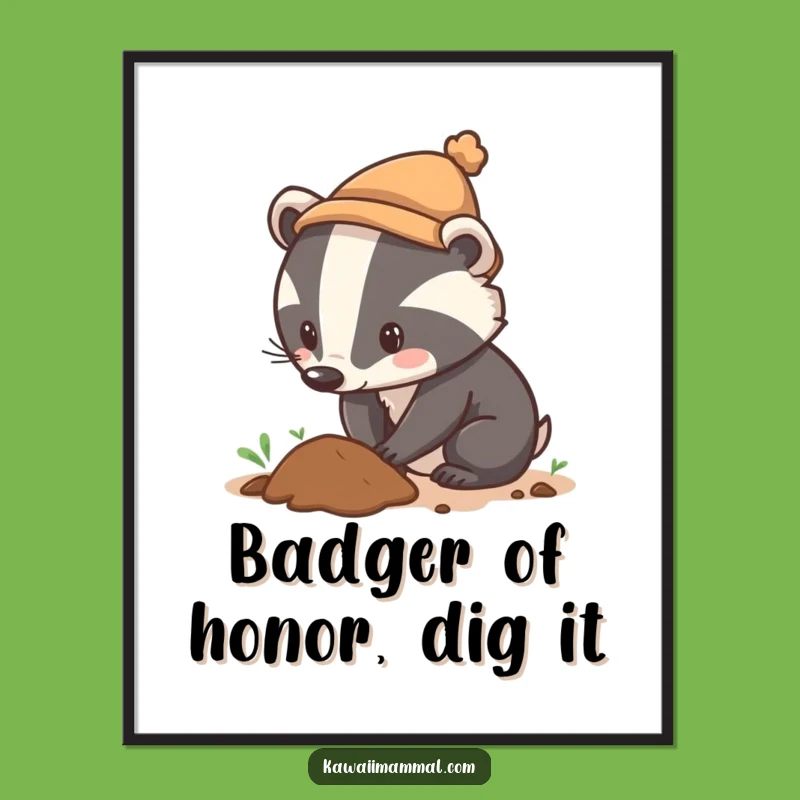 Funny Free Printable Wall Art: Determined Badger Digging - Downloadable Decor