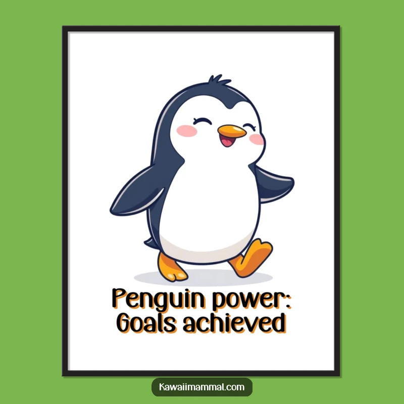 Free Printable Penguin Wall Art: Joyful Waddler, Downloadable DIY Decor