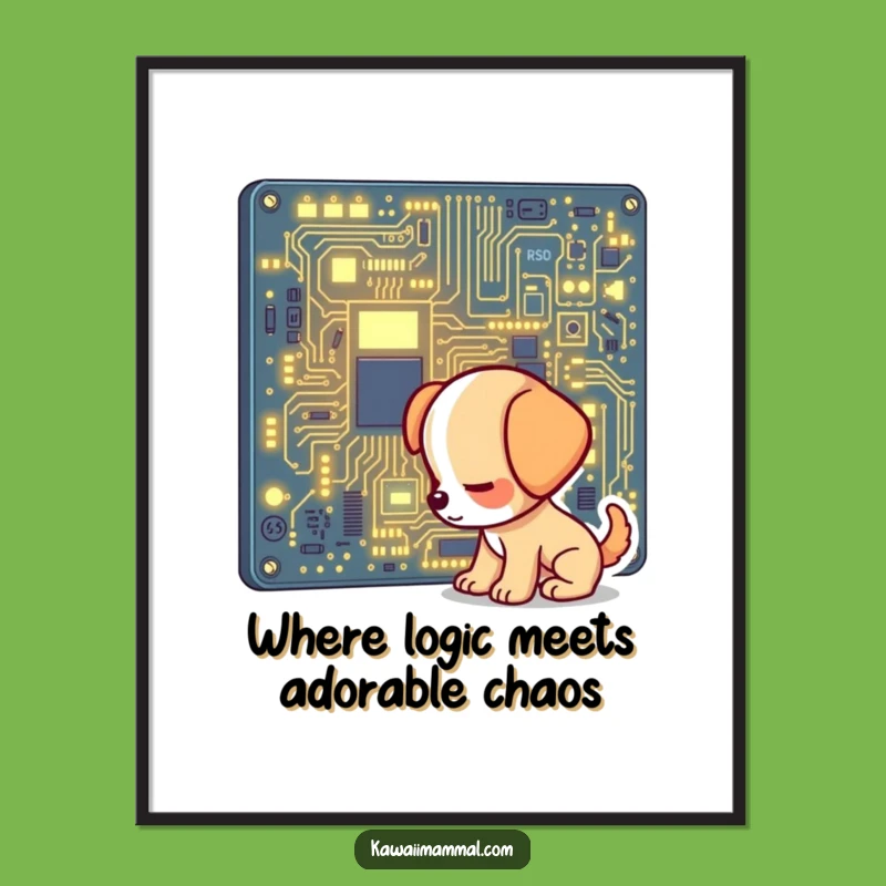 Free Printable Puppy Tech Wall Art: Funny Dog & Circuit Board Downloadable Art