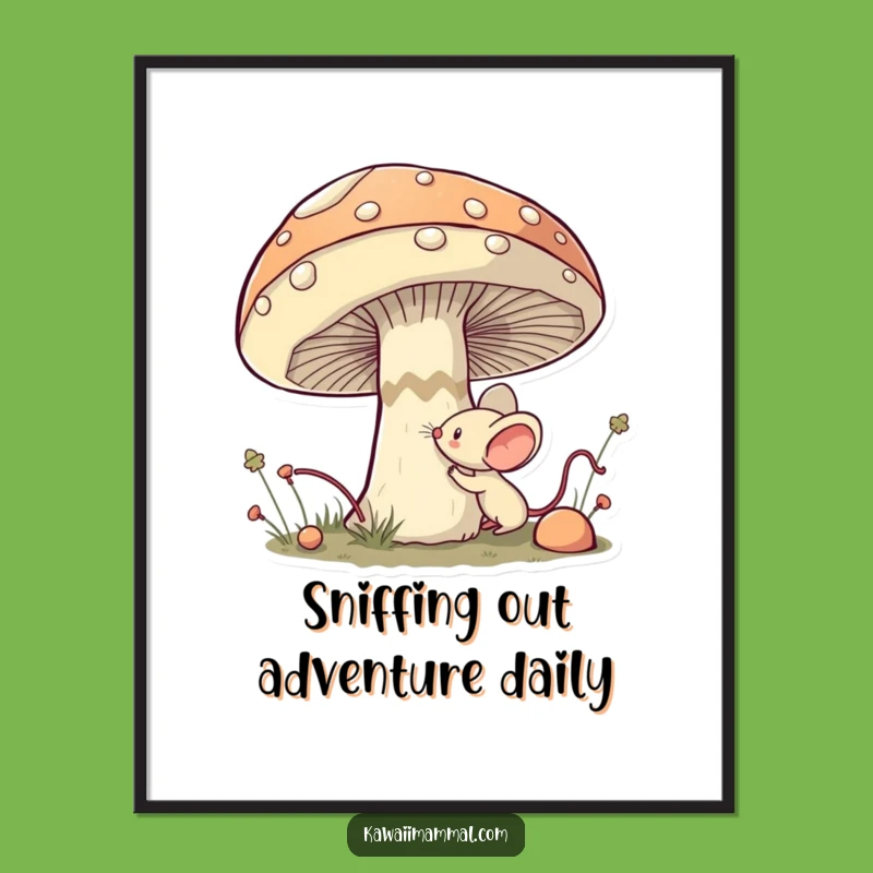 Free Printable Wall Art: Brave Mouse Kawaii Decor, Funny Downloadable Art