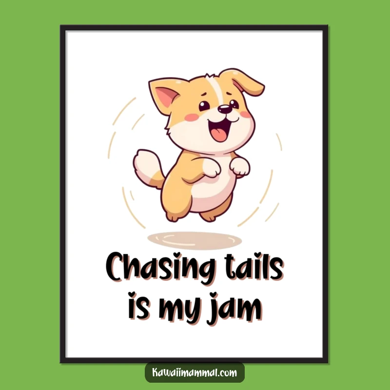Free Printable Wall Art: Dizzy Dog Chasing Tail Funny Downloadable Decor