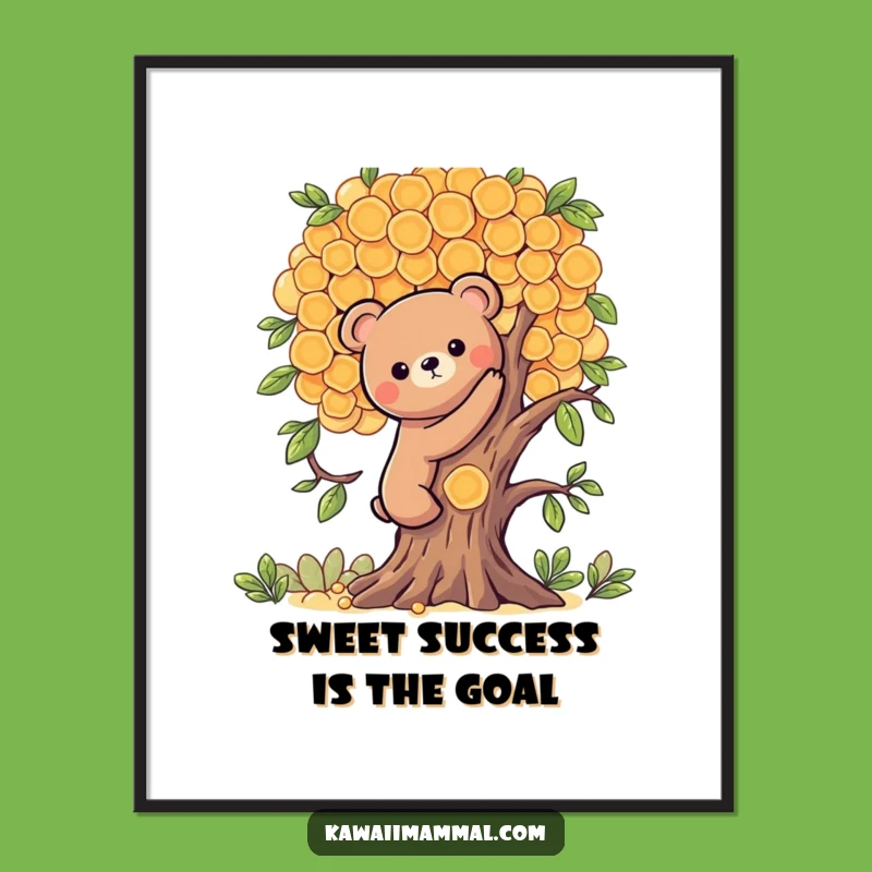 Free Printable Wall Art: Honeycomb Bear Climbing Funny Downloadable Decor
