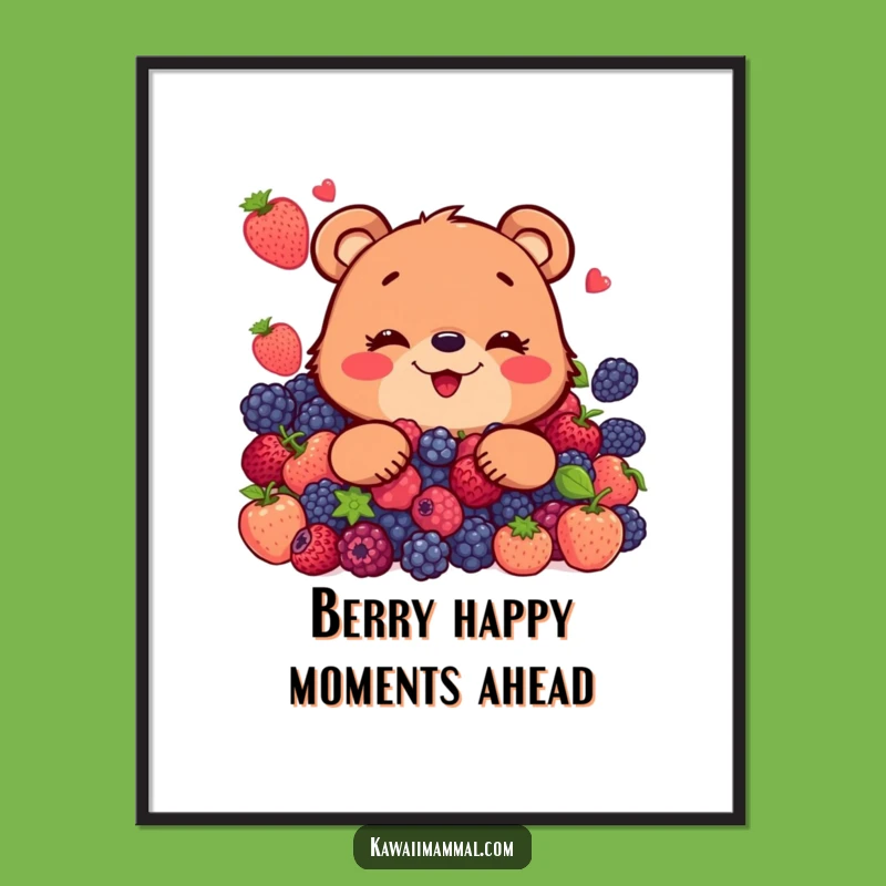 Funny Free Printable Wall Art: Bear's Berry Feast, Hilarious Downloadable Decor Gift