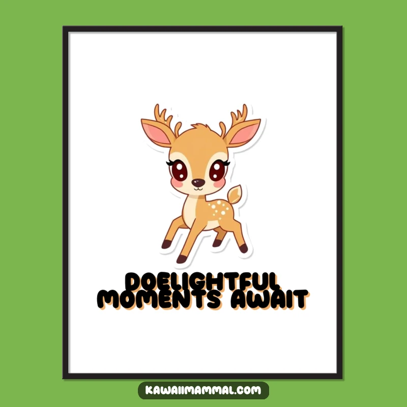 Funny Free Printable Wall Art: Kawaii Deer's Joyful Prance for Your Decor
