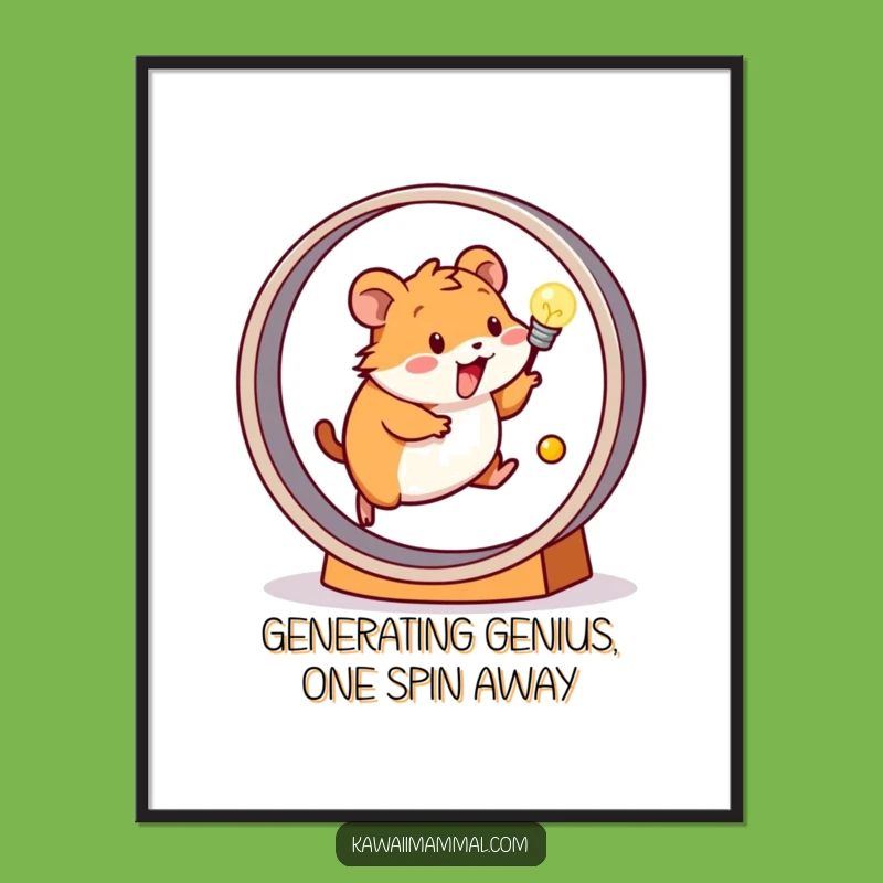 Free Printable Hamster Energy Wall Art: Funny Light Bulb & Wheel Downloadable Art