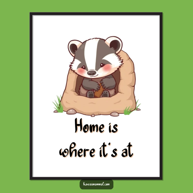 Funny Free Printable Wall Art: Determined Badger Burrow Decor Downloadable Poster