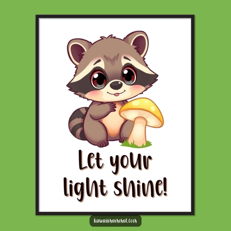 Free Printable Funny Raccoon Mushroom Wall Art: Whimsical Downloadable Decor for Nature Lovers