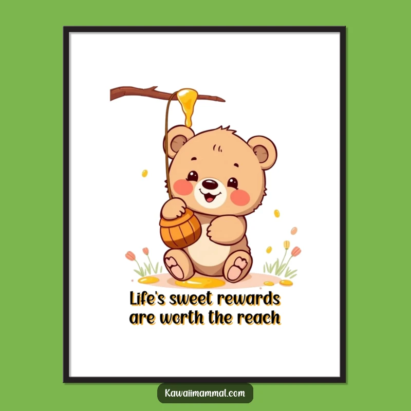Free Printable Wall Art: Bear Cub & Honey for a Sweet Downloadable Decor