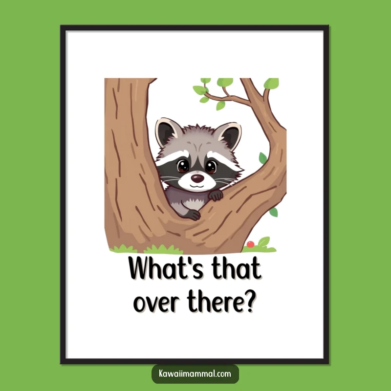 Funny Free Printable Wall Art: Curious Raccoon Peek Poster Downloadable