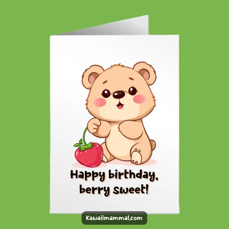Free Printable Birthday Card: Bear Cub Berries - Sweet & Funny Downloadable Gift