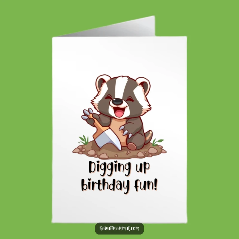 Free Printable Birthday Card: Delighted Badger Digging, Funny Animal, Downloadable Gift