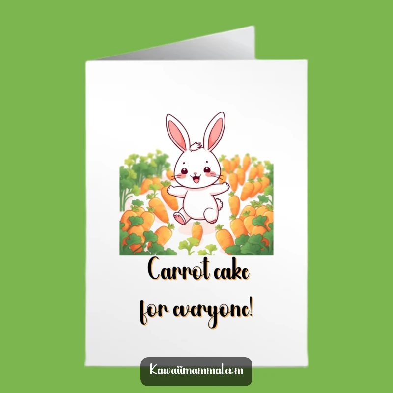 Free Printable Birthday Card: Funny Rabbit Hopping Carrots, Humorous Downloadable Gift